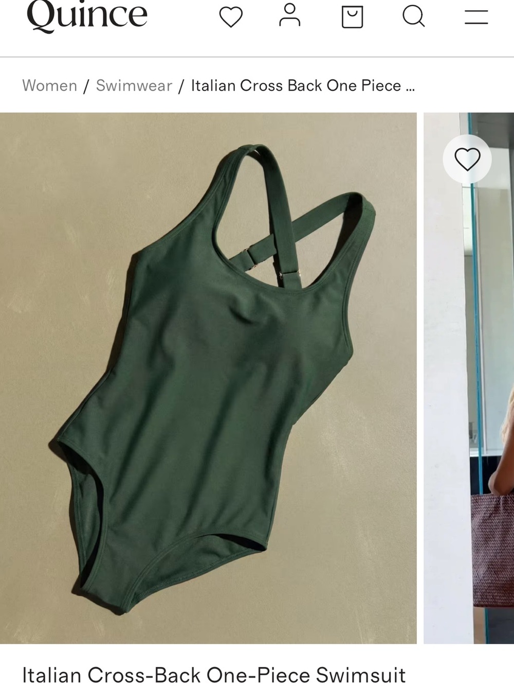 Quince Italian Cross-Back One-Piece Swimsuit - Forest Green